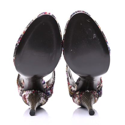 Chanel Tweed Lizard CC Slingback Pumps 36.5 Multicolor 5 of 10
