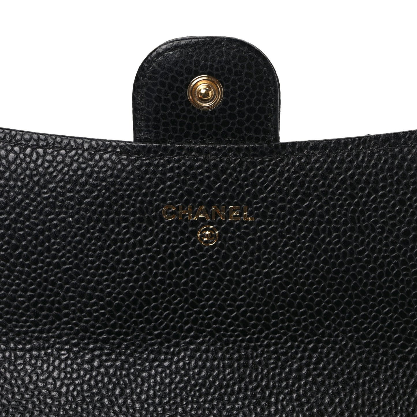 Caviar Quilted Large Gusset Flap Wallet Black