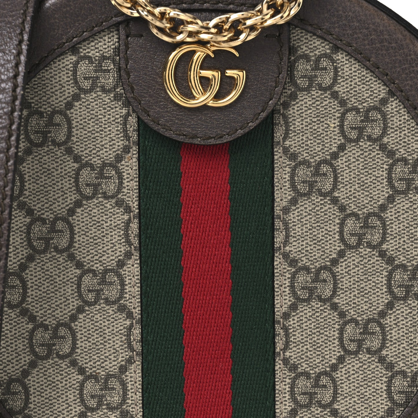 GG Supreme Monogram Web Mini Ophidia Round Shoulder Bag Brown