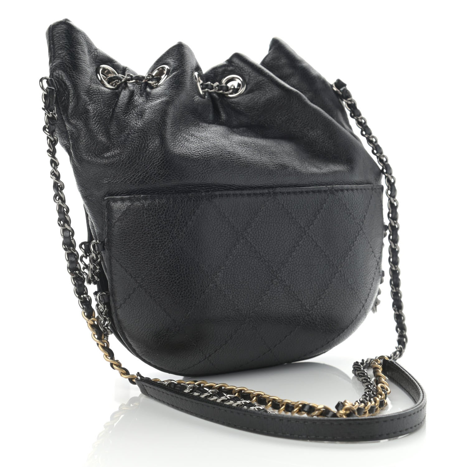 Chanel Calfskin Quilted Small Gabrielle Bucket Black 3 of 11