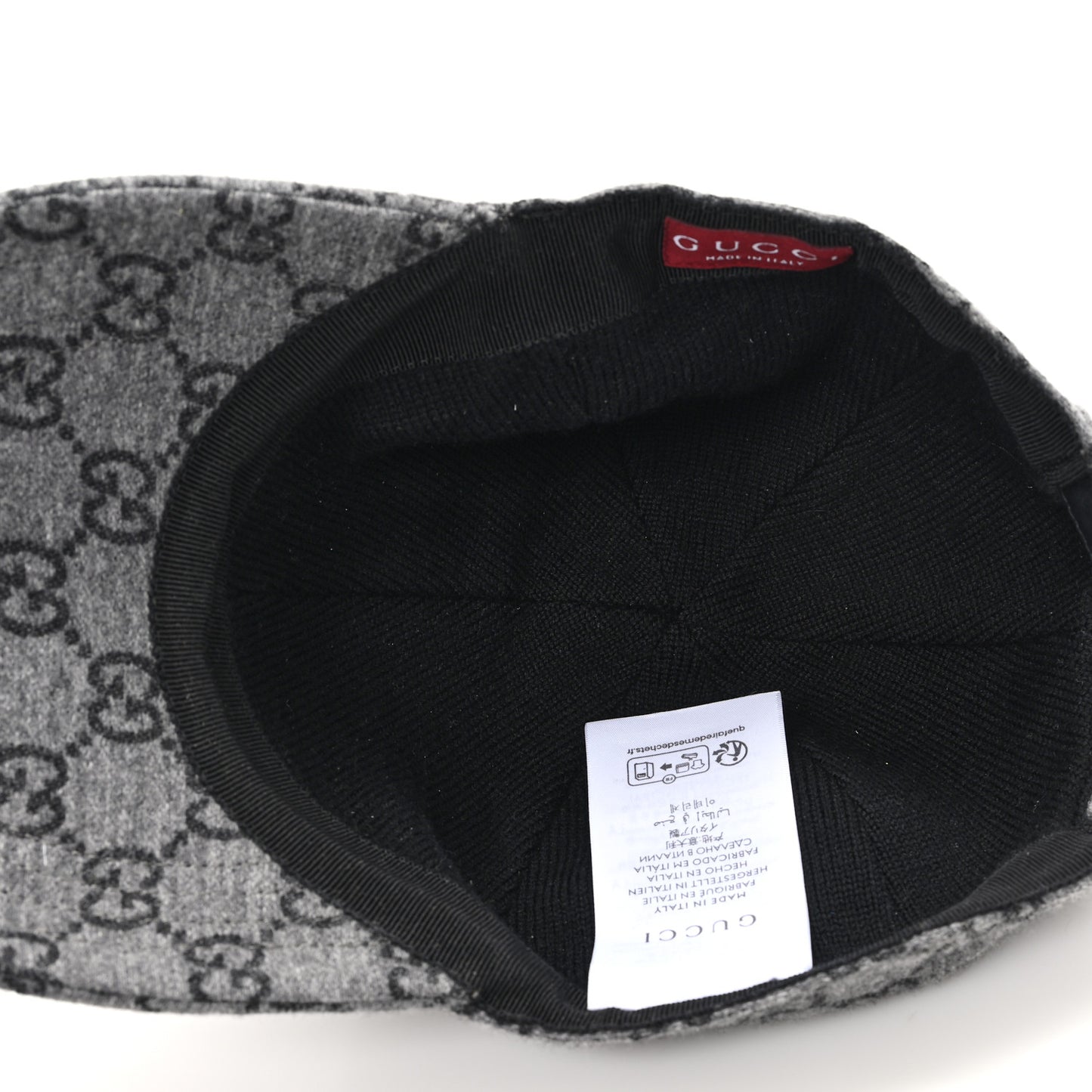 Covered Wool GG Monogram Baseball Hat M Grey Dark Grey Black