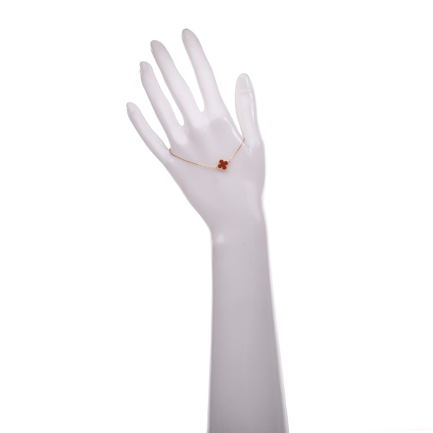 Van Cleef & Arpels 18K Rose Gold Carnelian Sweet Alhambra Bracelet 2 of 7