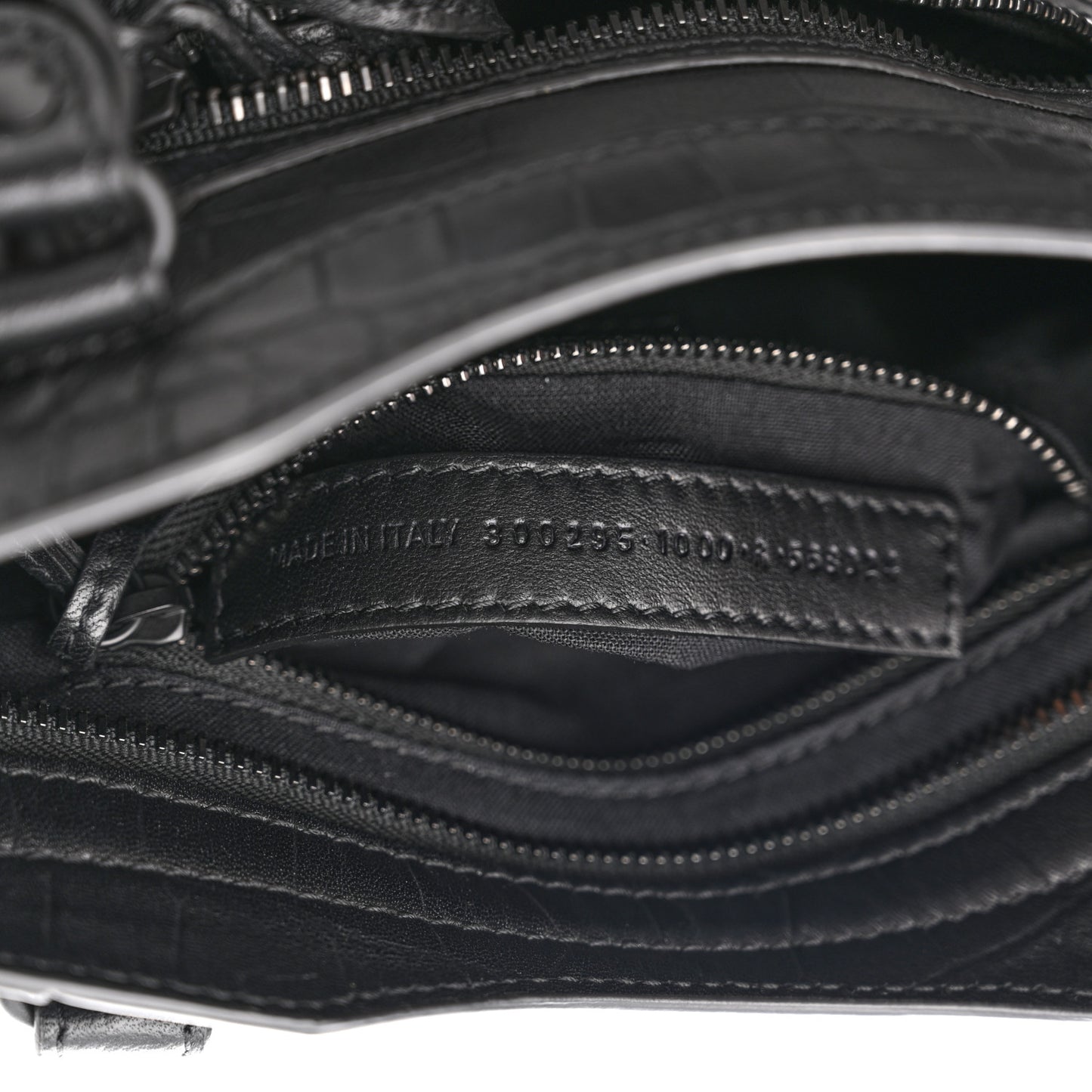 Matte Supple Lambskin Crocodile Embossed Classic Black Hardware Mini City Black