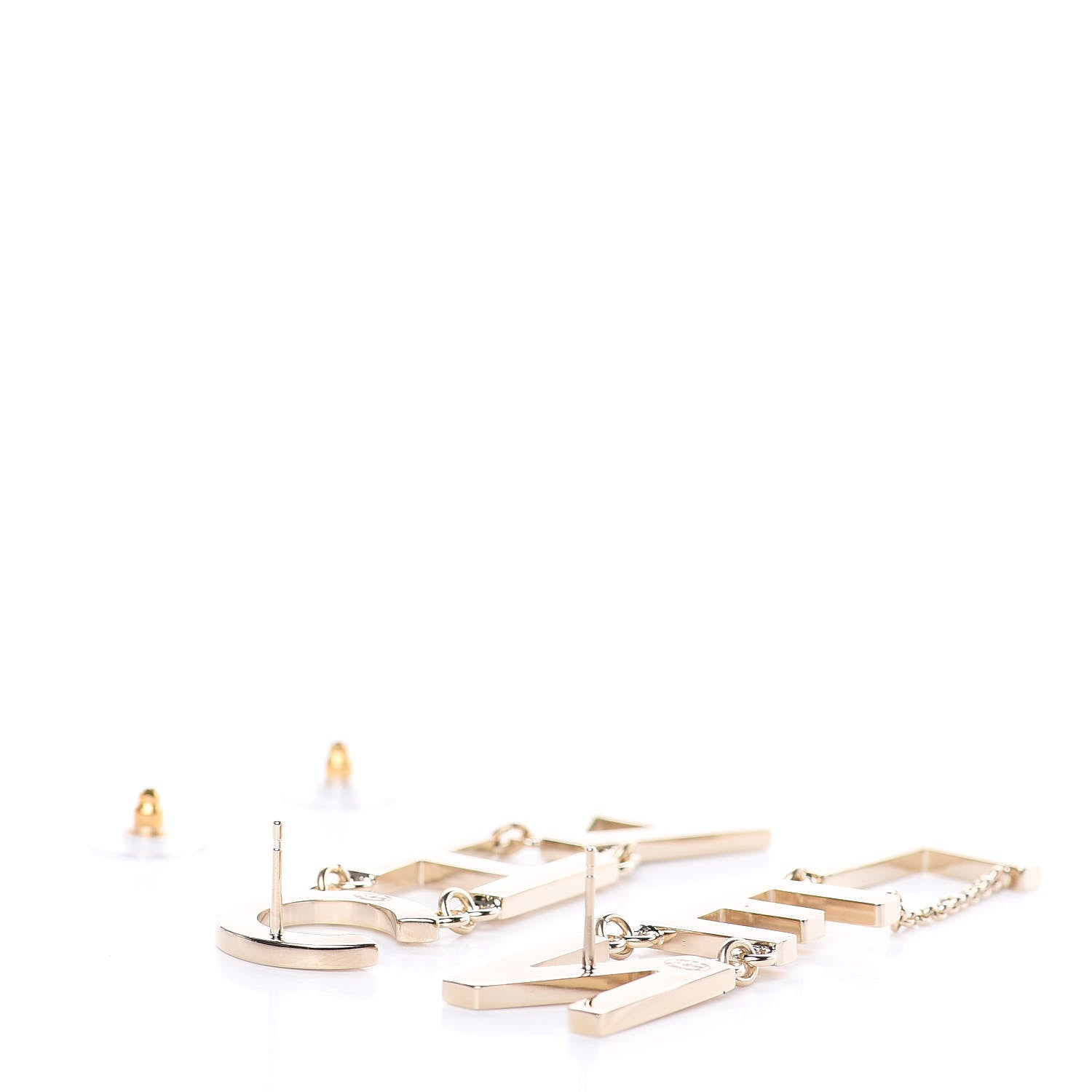 Chanel Metal Cha-Nel Logo Drop Earrings Gold 4 of 4