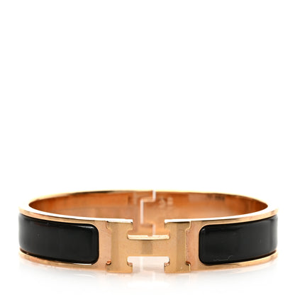 Hermes Enamel Narrow Clic Clac H Bracelet GM Black 1 of 3
