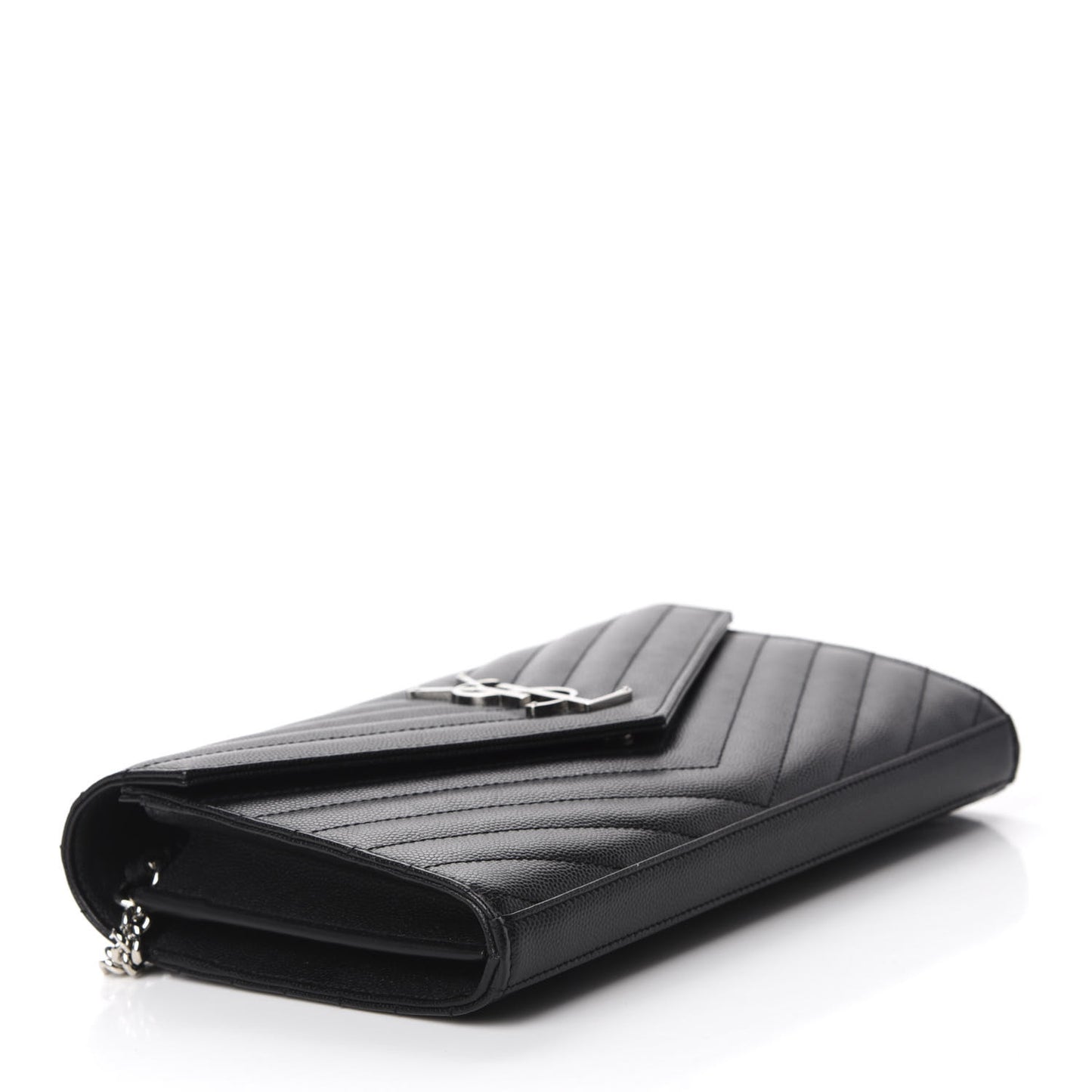 Grain De Poudre Matelasse Chevron Monogram Chain Wallet Black