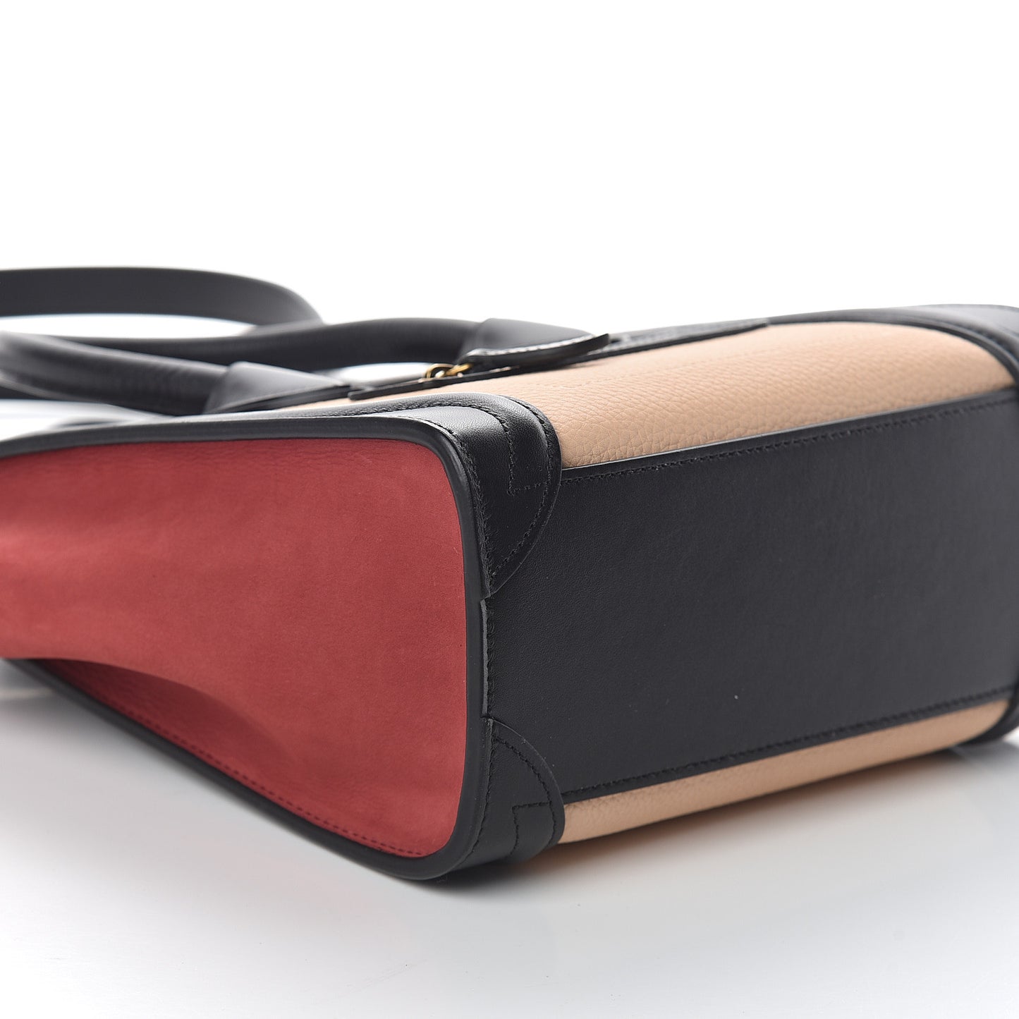 Drummed Calfskin Nubuck Nano Tri-Color Luggage Ruby