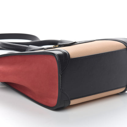 Celine Drummed Calfskin Nubuck Nano Tri-Color Luggage Ruby 7 of 8