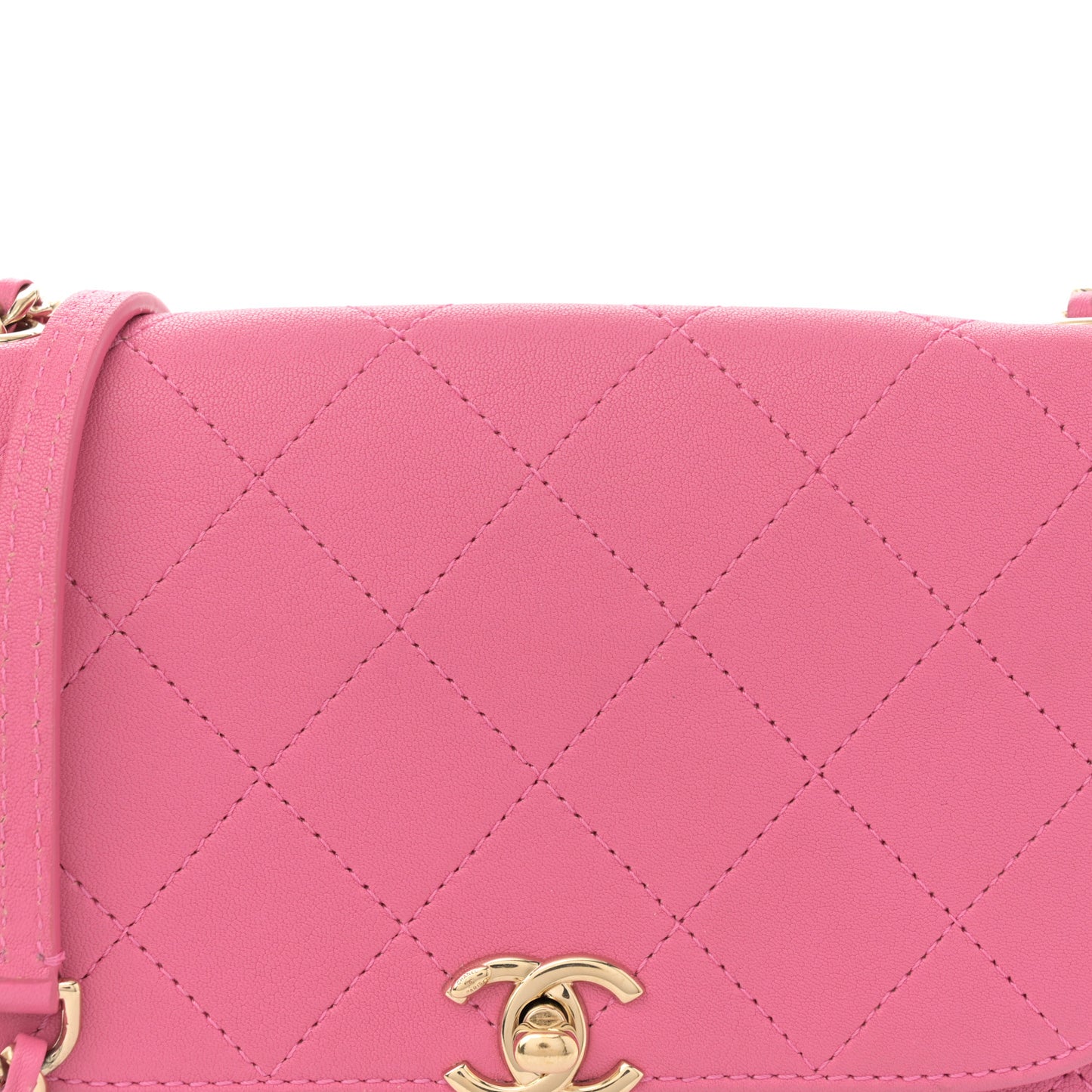 Goatskin Stitched Casual Trip Single Flap Pink