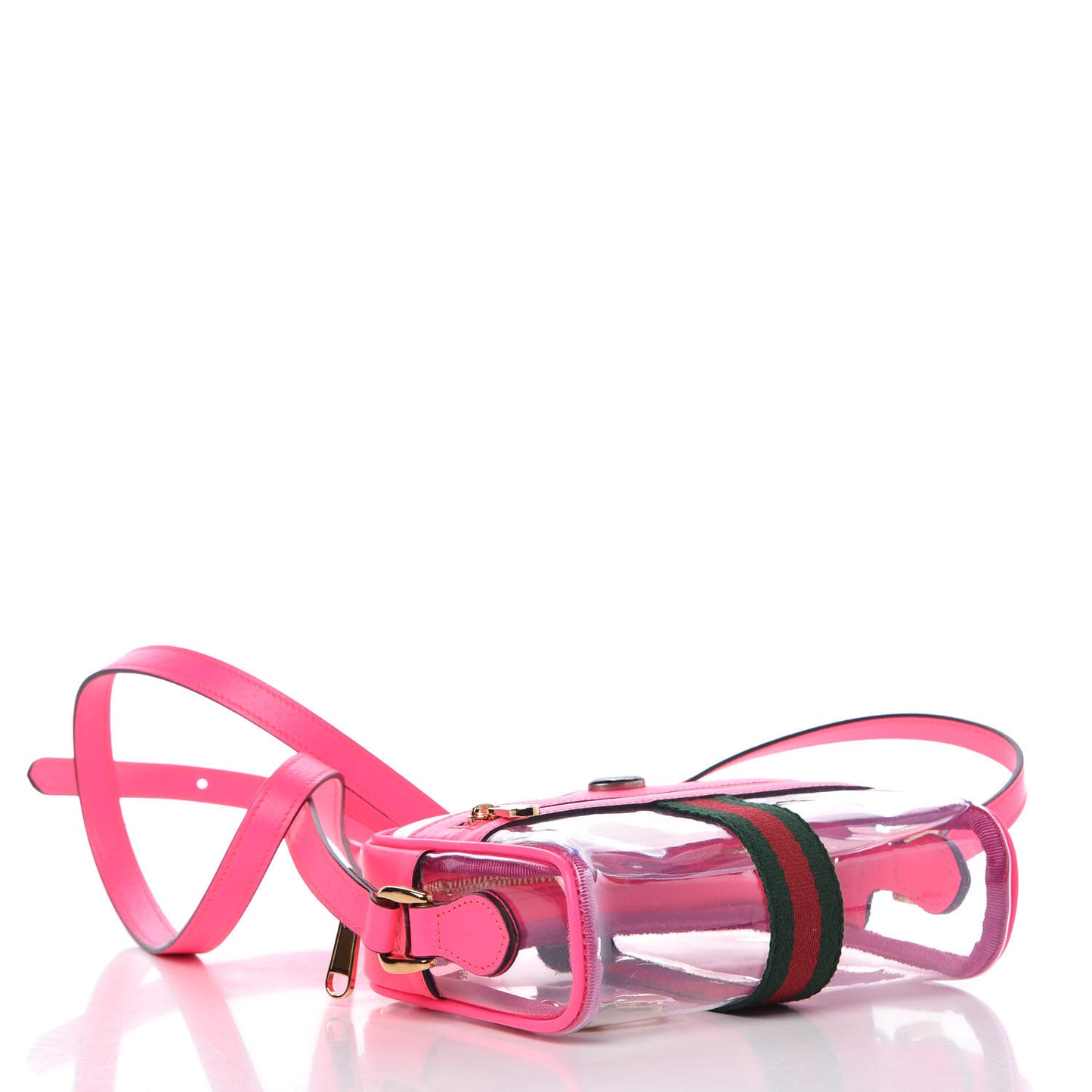 Vinyl Web Mini Ophidia Transparent Shoulder Bag Fluorescent Fuchsia