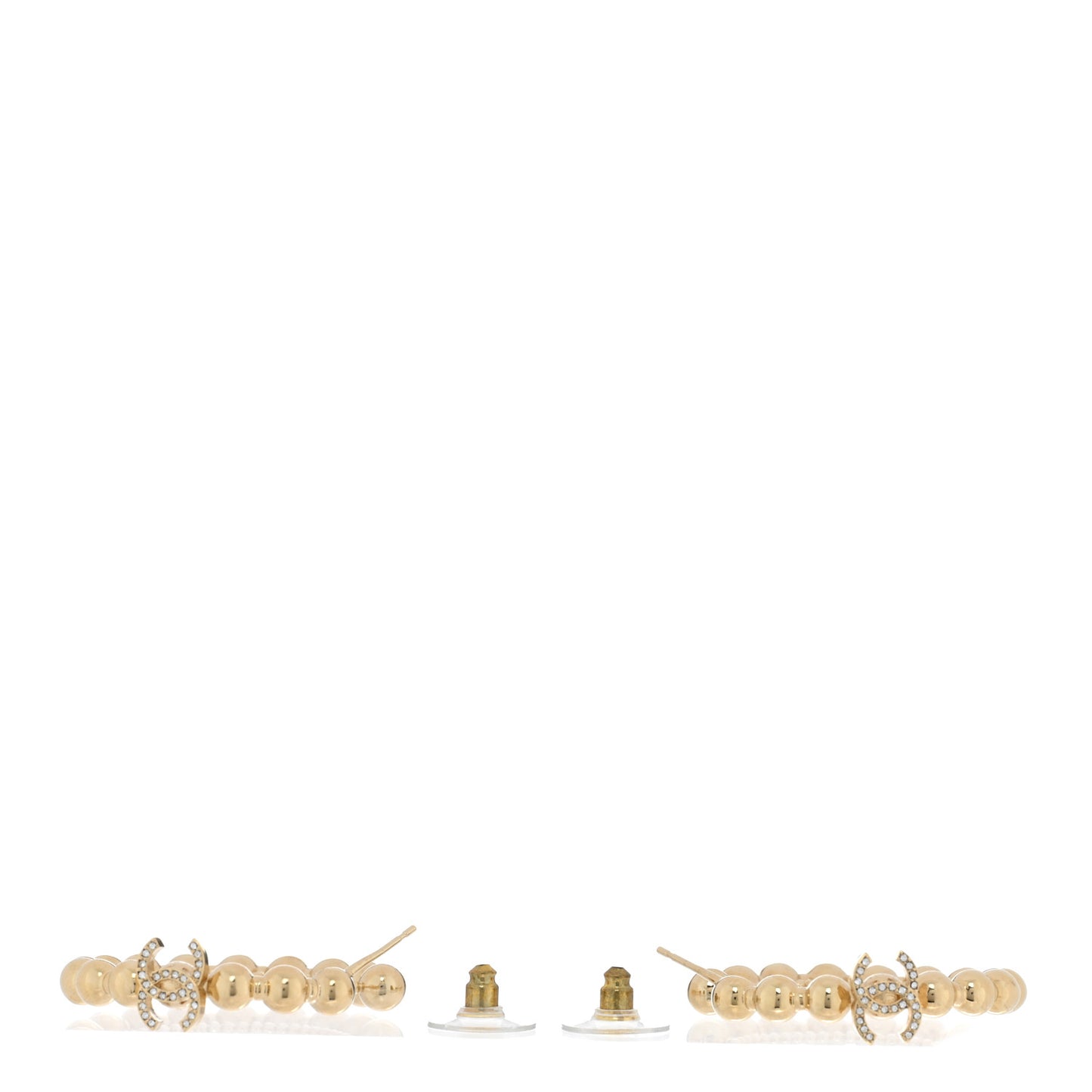 Crystal Bead CC Hoop Earrings Gold