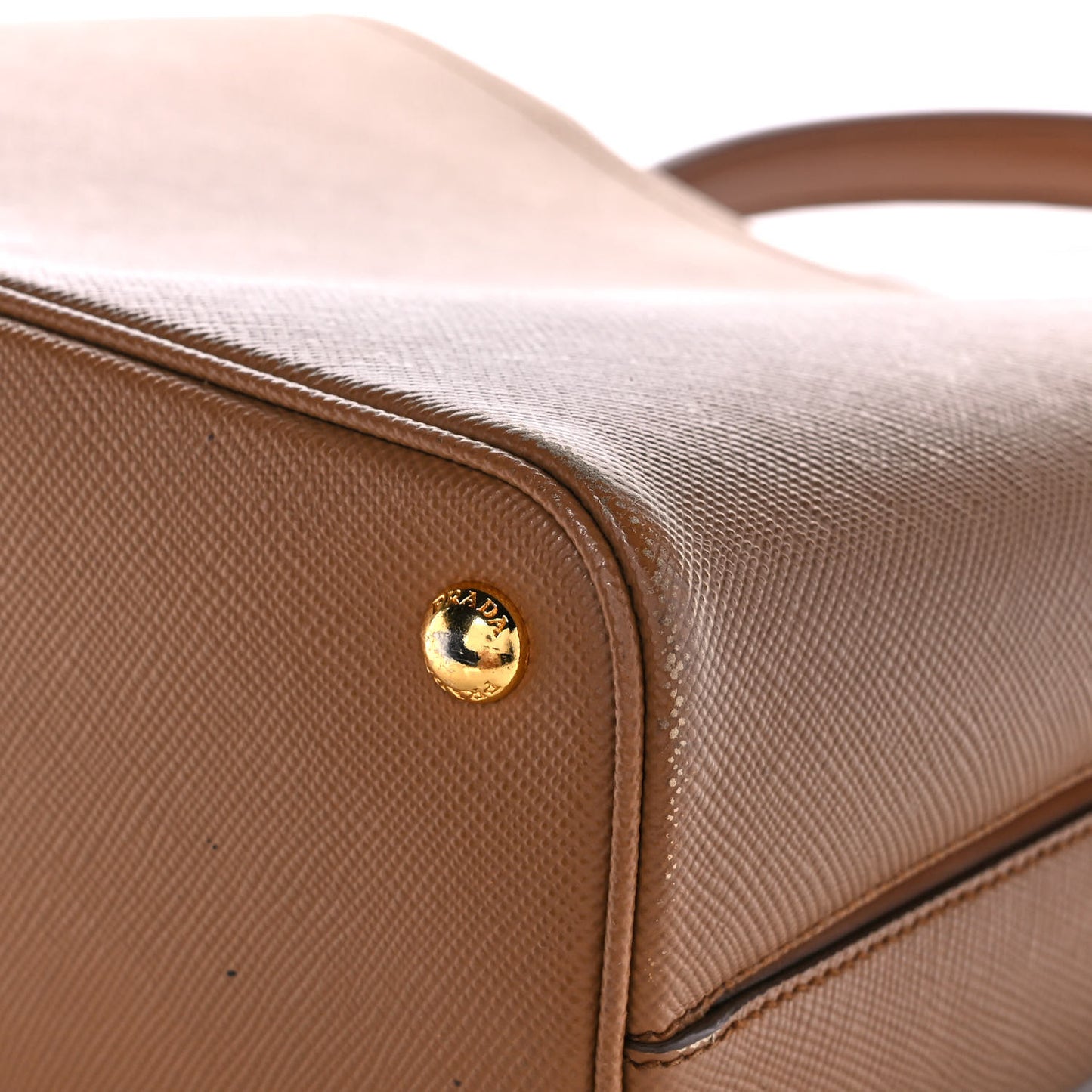 Saffiano Cuir Medium Panier Bucket Bag Caramel Papaya