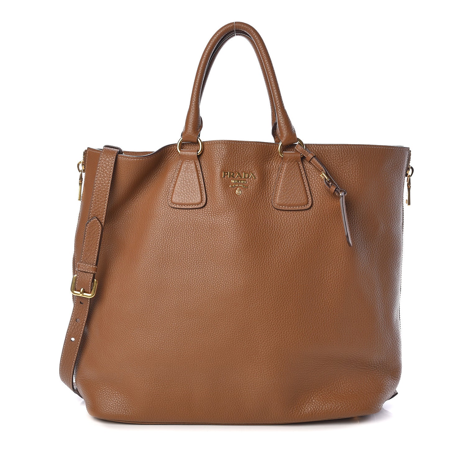 Vitello Daino Side Zip Tote Cannella