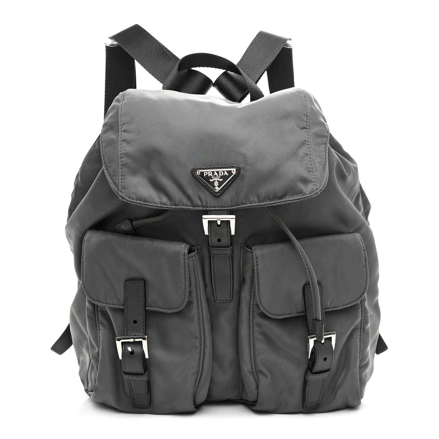 Prada Tessuto Nylon Saffiano Medium Backpack Anthracite 1 of 10