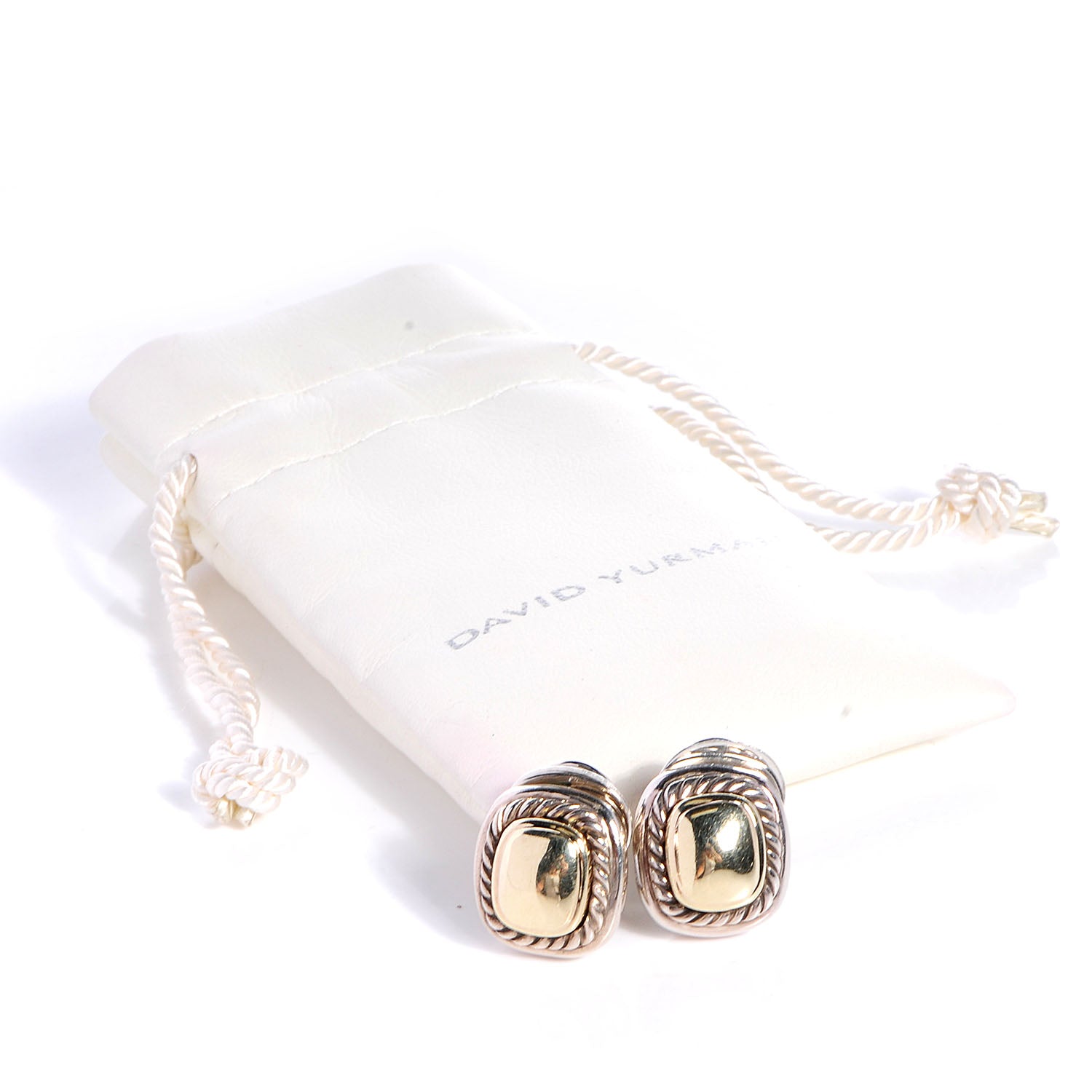 David Yurman Sterling Silver 14K Gold 10mm Albion Earrings 5 of 5