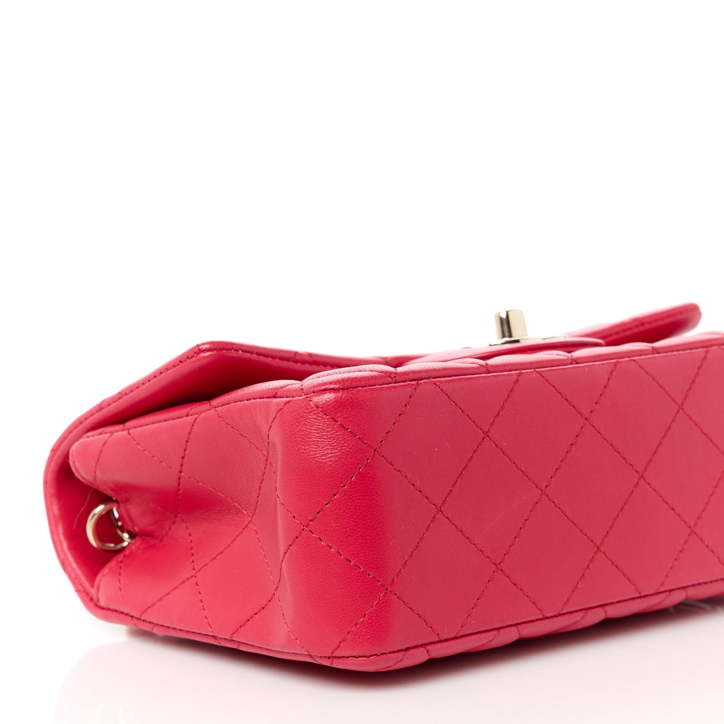 Lambskin Quilted Mini Rectangular Flap Dark Red