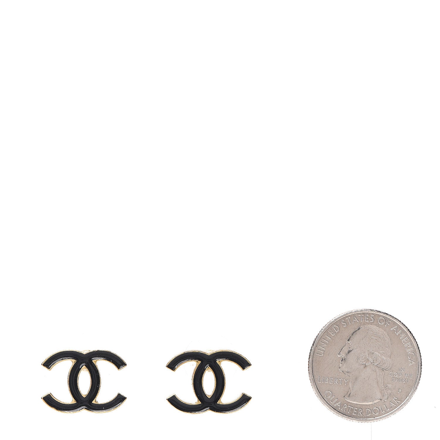 Chanel Enamel CC Earrings Black Gold 2 of 7