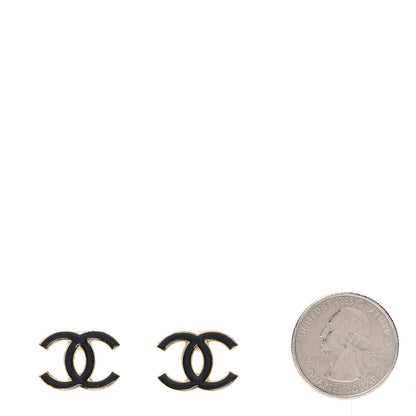 Chanel Enamel CC Earrings Black Gold 2 of 7