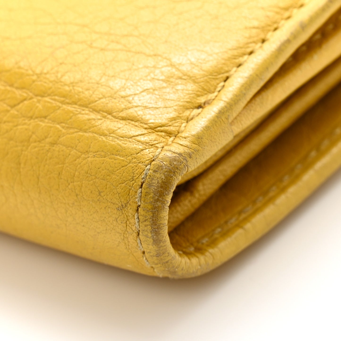 Goatskin Saddle Compact Wallet Yellow