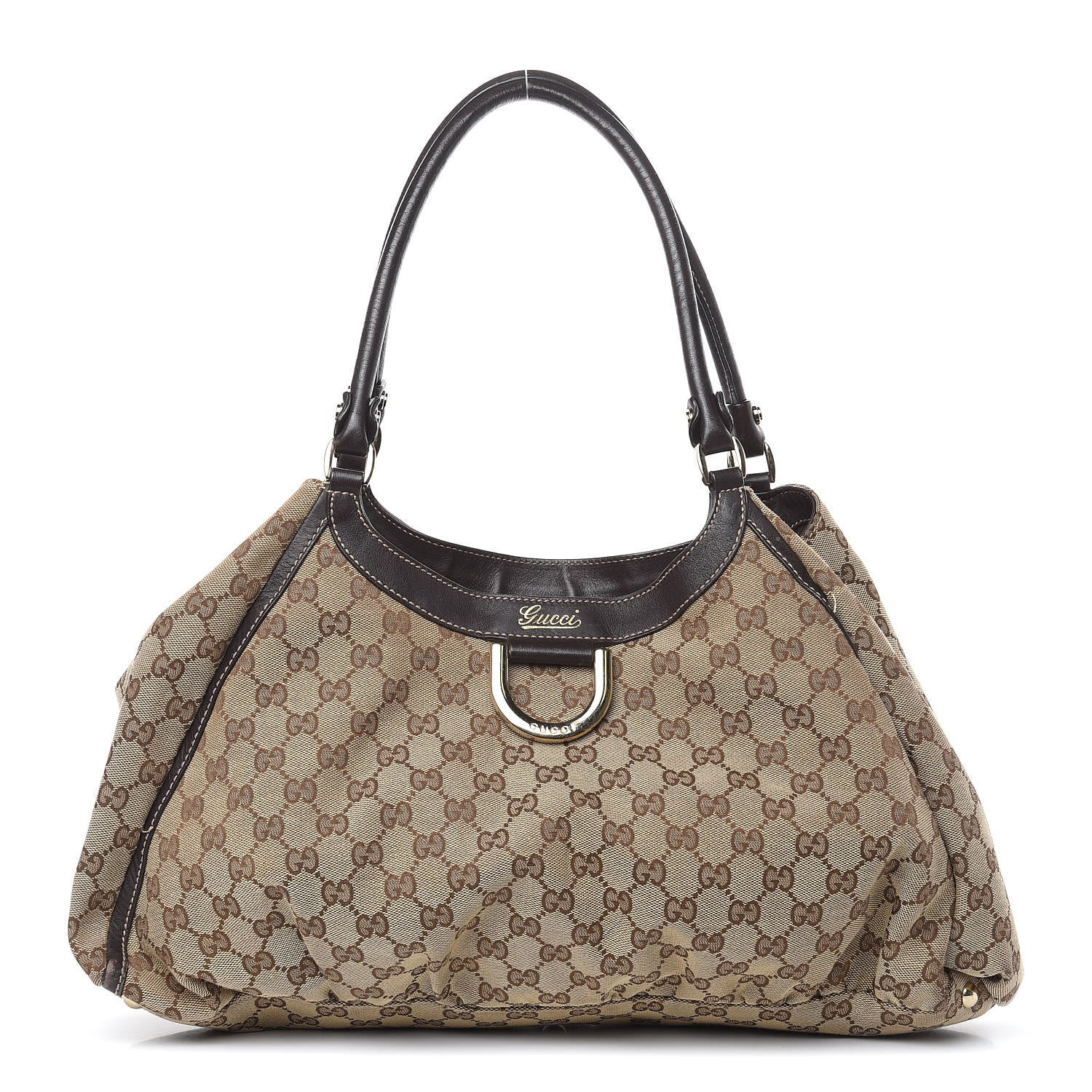 Gucci Monogram Large D Gold Hobo Dark Brown 1 of 16