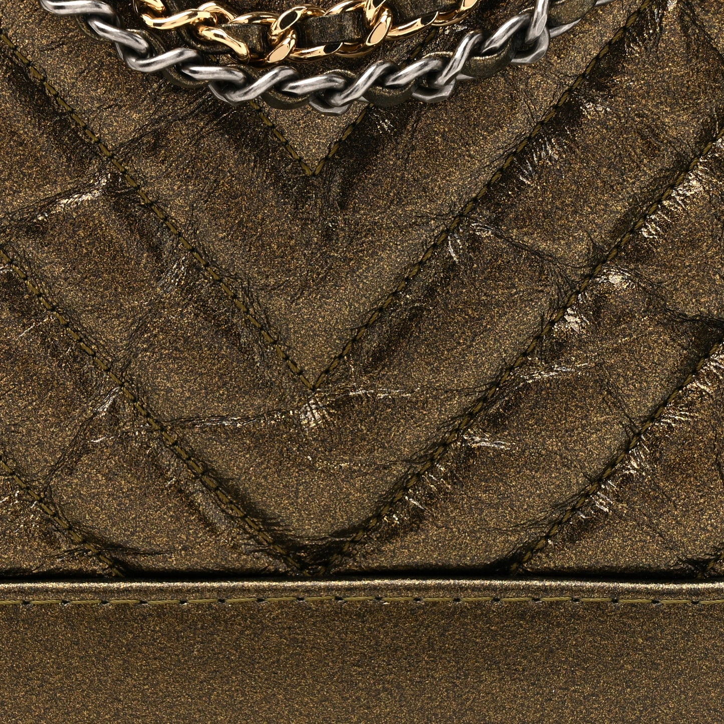 Metallic Calfskin Chevron Quilted Small Gabrielle Hobo Gold