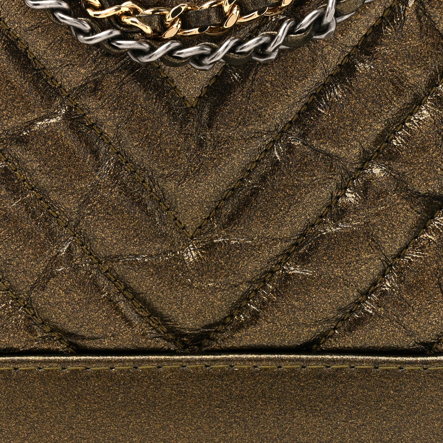 Chanel Metallic Calfskin Chevron Quilted Small Gabrielle Hobo Gold 8 of 10