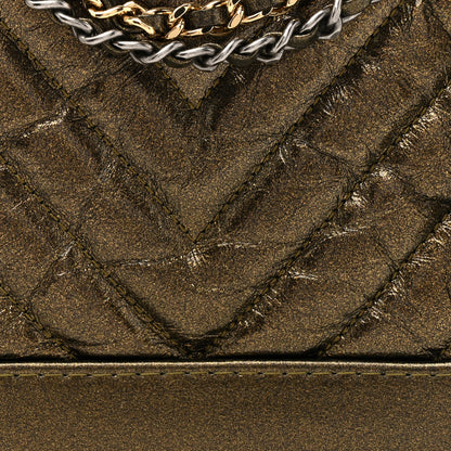 Chanel Metallic Calfskin Chevron Quilted Small Gabrielle Hobo Gold 8 of 10