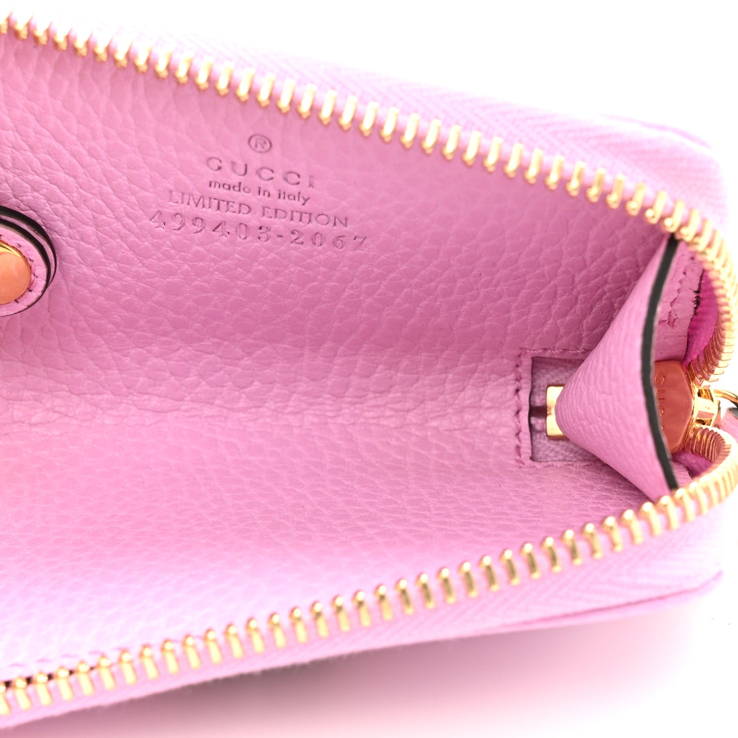 Gucci Dollar Calfskin Bosco Zip Around Key Case Malva 6 of 7