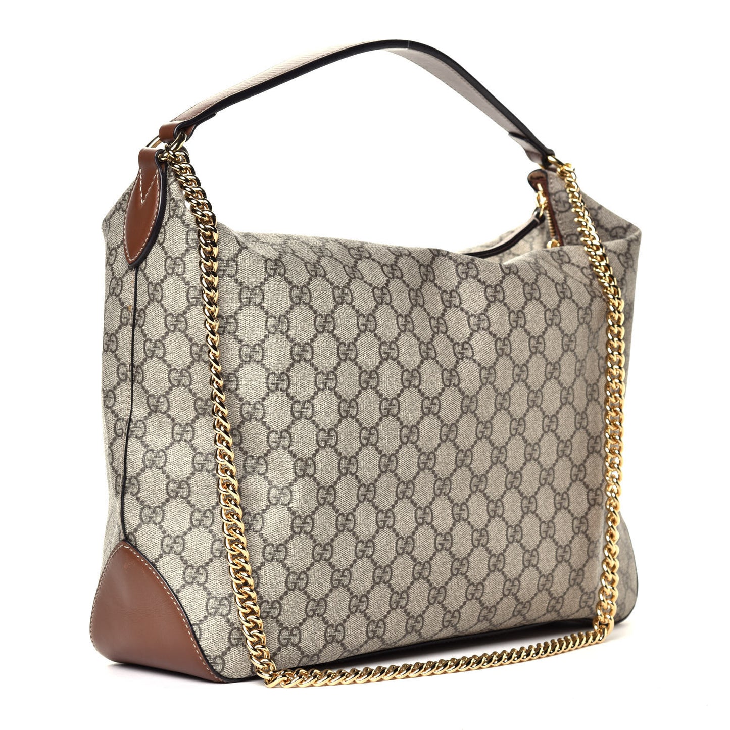 GG Supreme Monogram Large Linea A Hobo Light Brown