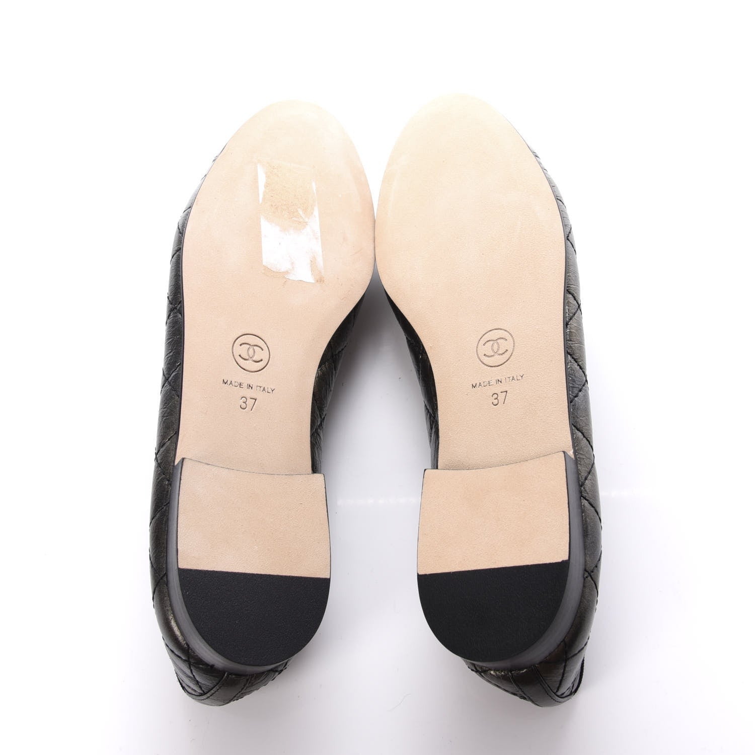 Chanel Aged Calfskin Quilted Cap Toe Ballerina Flats 37 Black 6 of 10