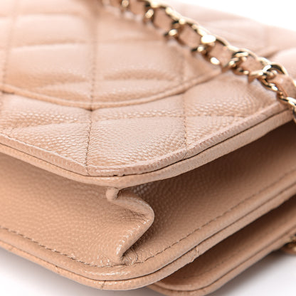 Chanel Caviar Quilted Wallet On Chain WOC Beige 13 of 14