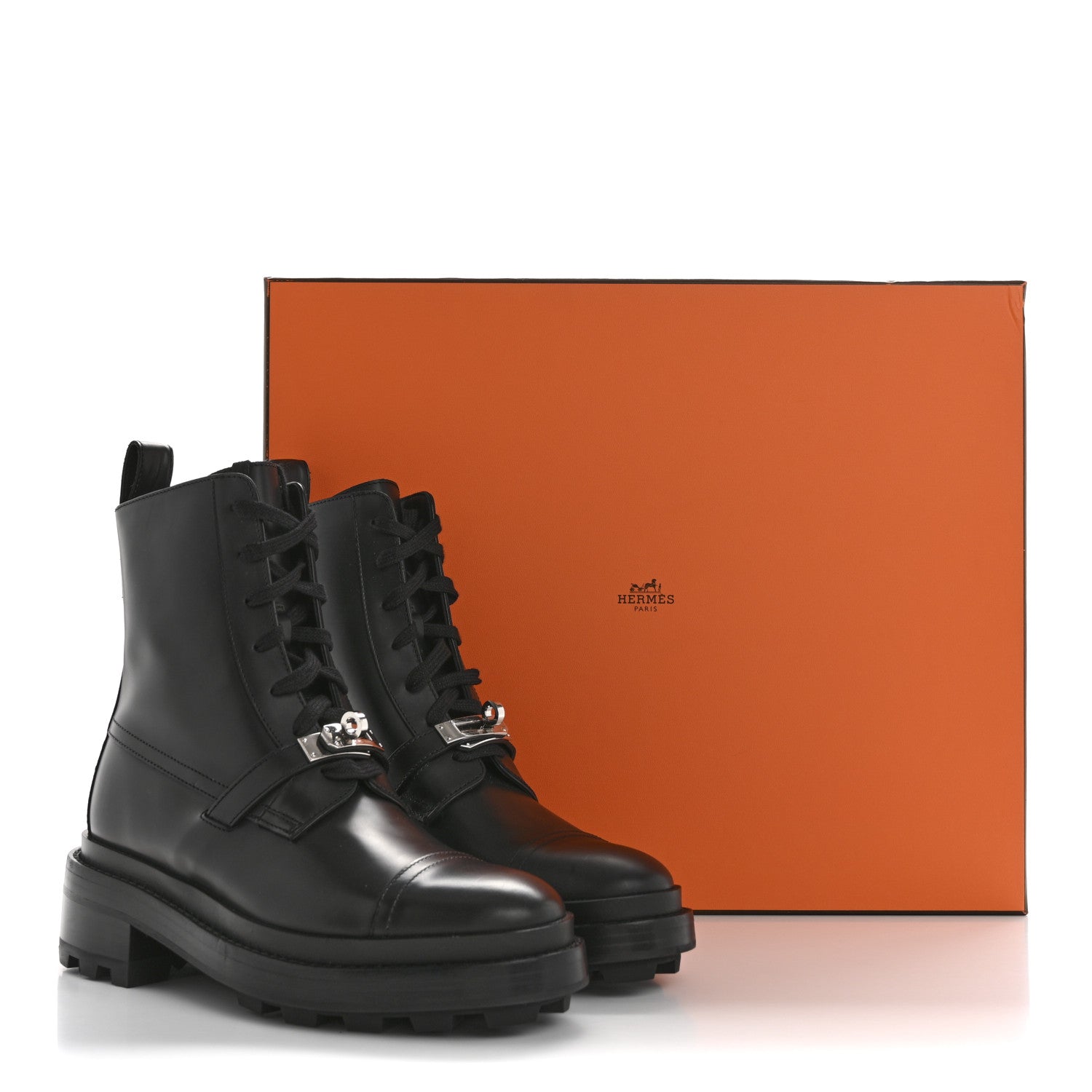 Hermes Glossed Calfskin Funk Ankle Boots 36 Black 12 of 12
