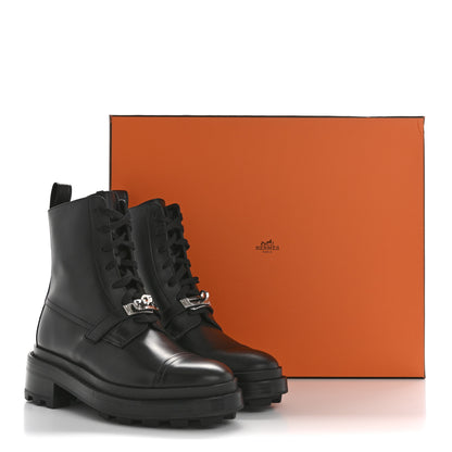 Hermes Glossed Calfskin Funk Ankle Boots 36 Black 12 of 12