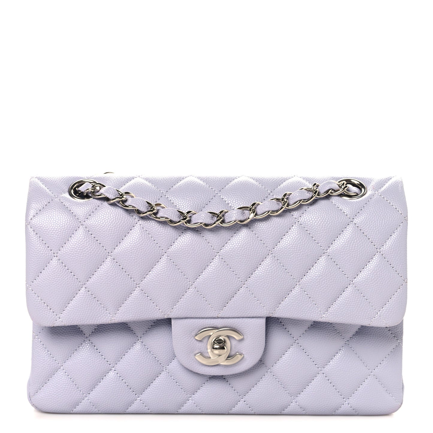 Caviar Quilted Small Double Flap Light Purple