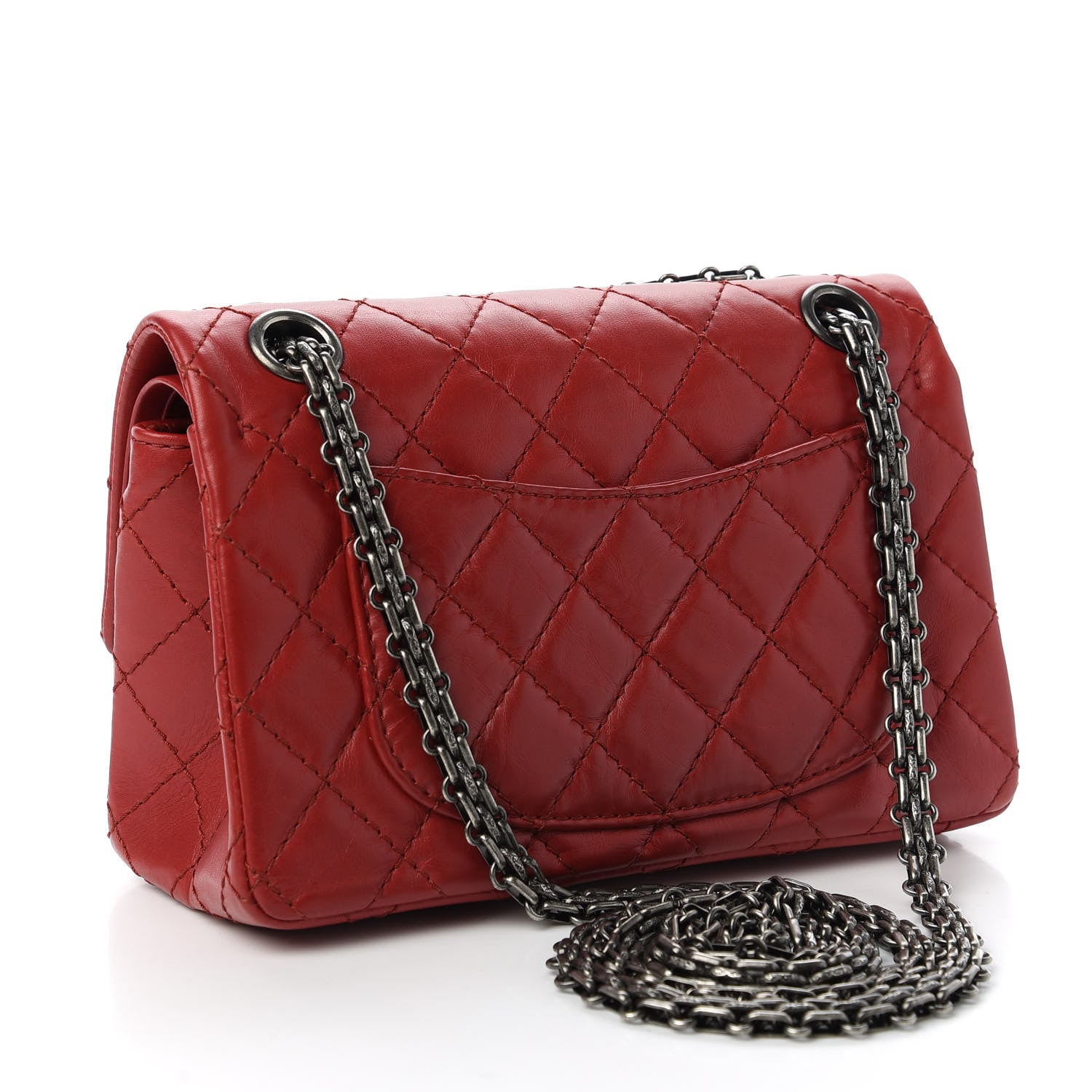 Chanel Aged Calfskin Quilted 2.55 Reissue 224 Flap Red 3 of 11