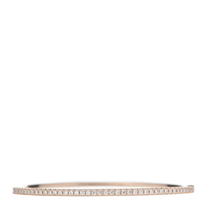 Tiffany 18K Rose Gold Diamond Metro Hinged Bangle Bracelet 1 of 6