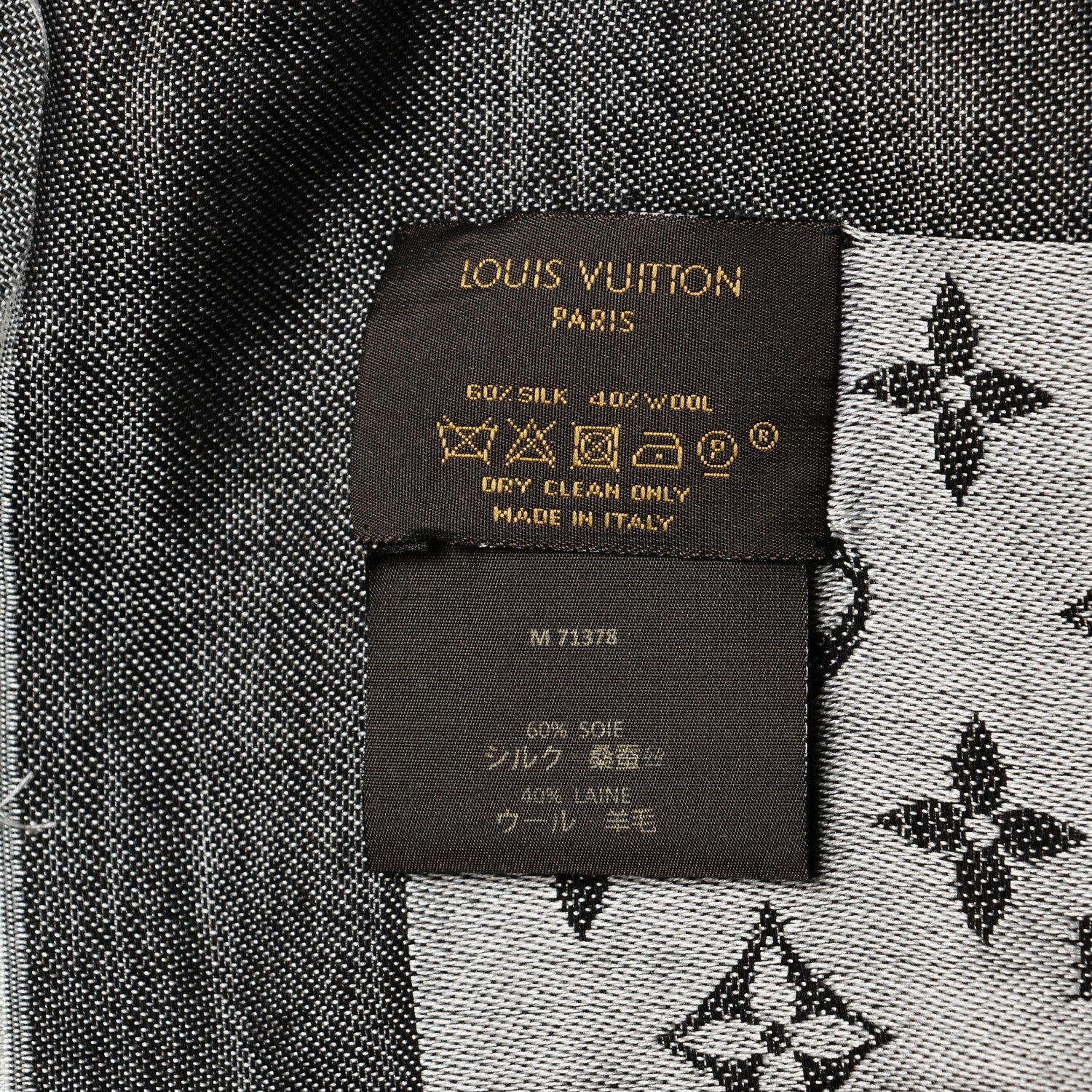 Louis Vuitton Silk Wool Monogram Denim Shawl Black 6 of 10