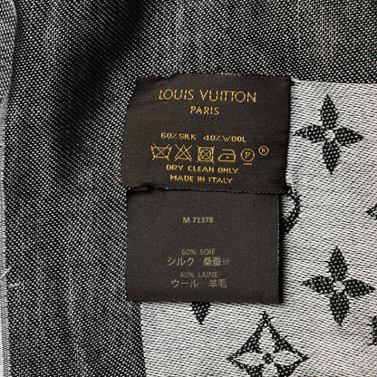 Louis Vuitton Silk Wool Monogram Denim Shawl Black 6 of 10