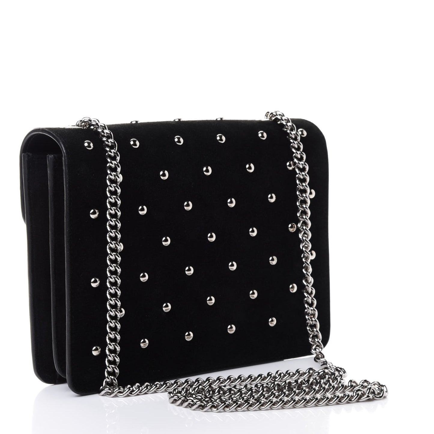 Suede Crystal Small Interlocking G Shoulder Bag Black