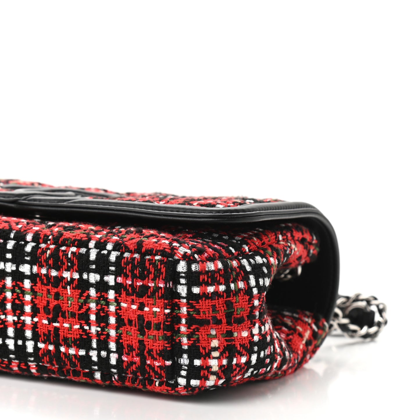 Tweed Lambskin Quilted Small CC Filigree Flap Red Black