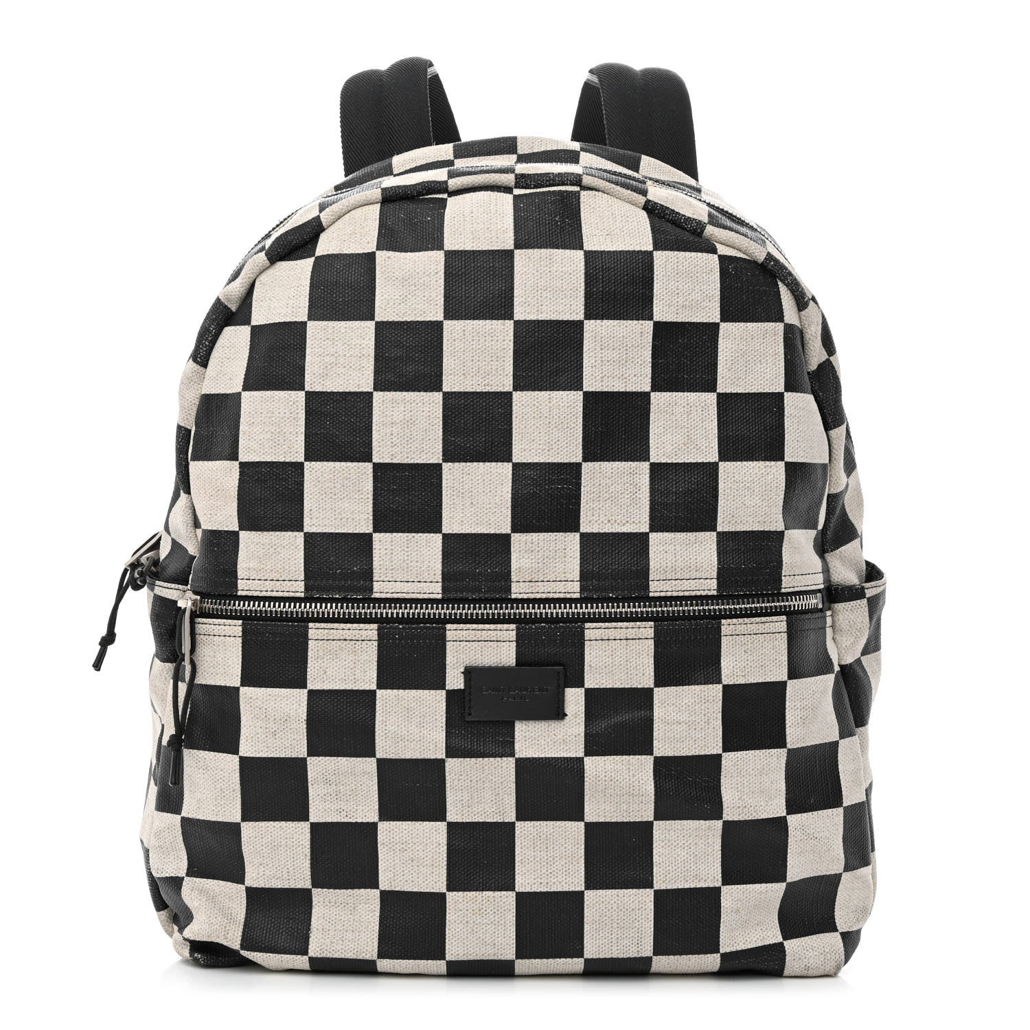 Saint Laurent Calfskin Checked Print Nuxx Backpack Black White 1 of 17