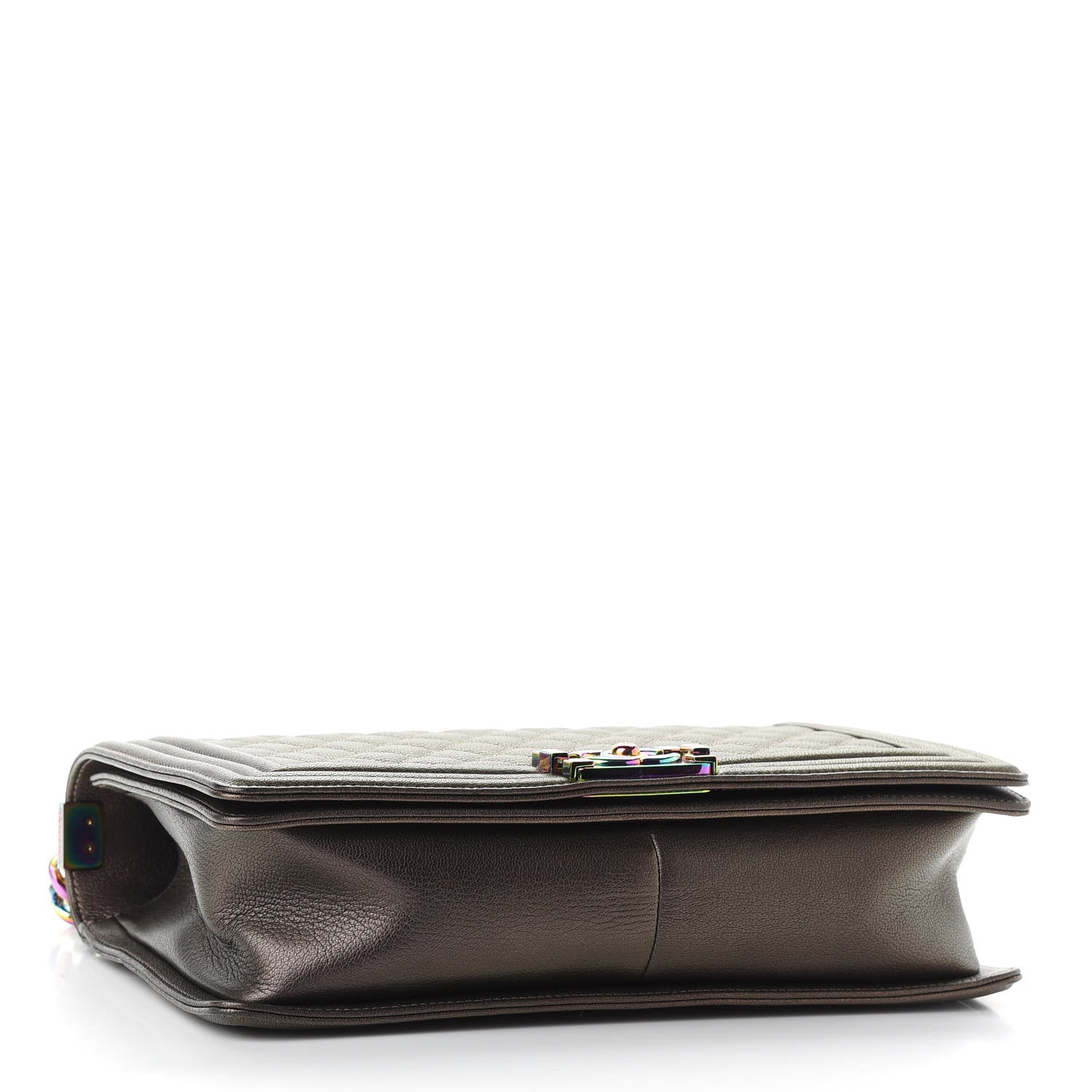 Chanel Iridescent Goatskin Quilted New Medium Boy Flap Dark Gold 4 of 9