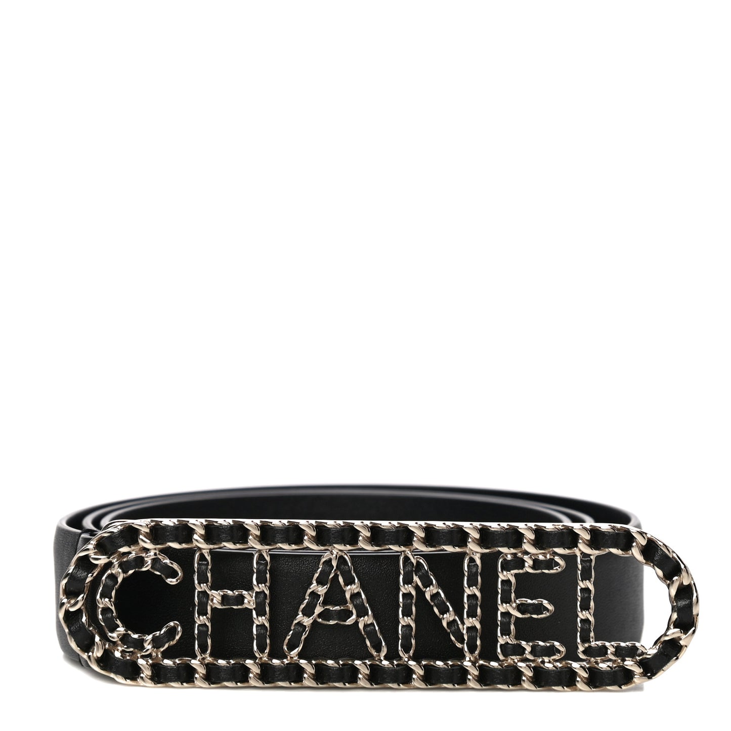 Lambskin Chain Logo Belt 90 36 Black