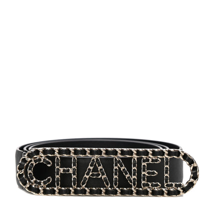 Chanel Lambskin Chain Logo Belt 90 36 Black 1 of 9