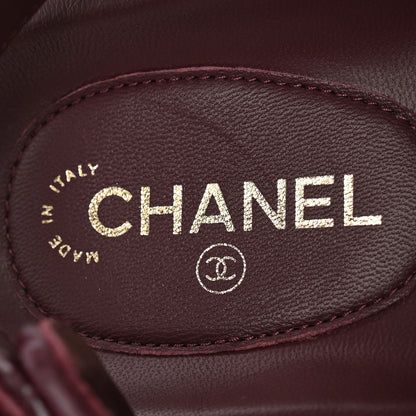 Chanel Grained Calfskin Velcro Dad Sandals 37 Burgundy 6 of 10