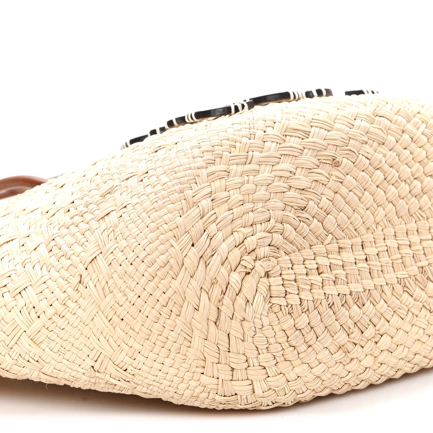 Calfskin Raffia Paulas Ibiza Small Anagram Basket Tote Bag Natural Tan