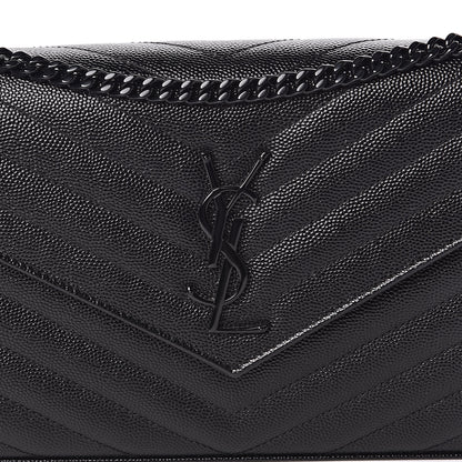 Saint Laurent Grain De Poudre Matelasse Chevron Monogram Chain Wallet Black 11 of 11