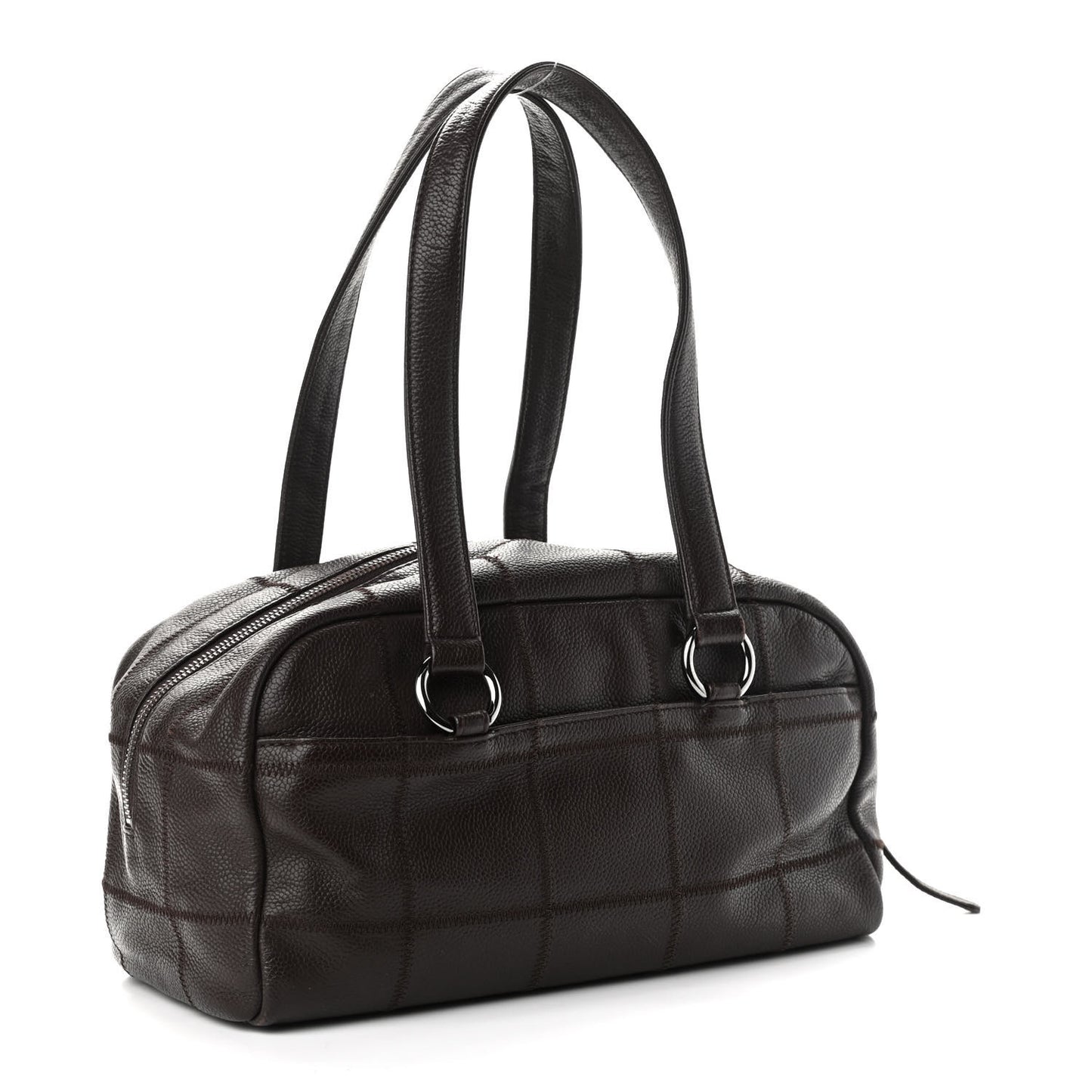 Caviar Square Stitched Tote Brown