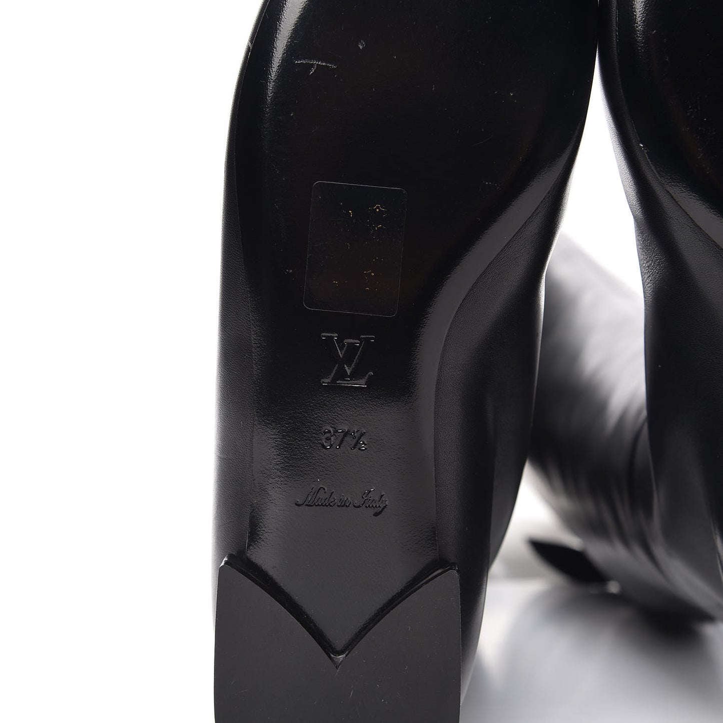 Calfskin Thigh Flat Boots 37.5 Black