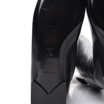 Louis Vuitton Calfskin Thigh Flat Boots 37.5 Black 6 of 8